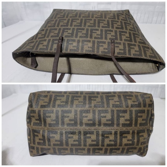 Authentic Fendi Tobacco Zucca Coated Canvas Spalmati Roll Shopper Tote B… - Picture 9 of 13
